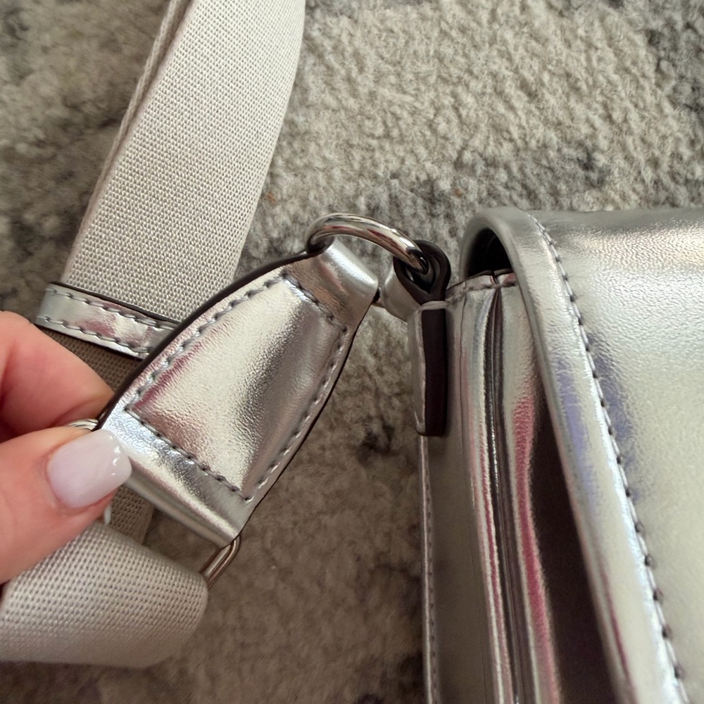 Michael Kors Metallic Silver Crossbody Bag NWT - Picture 6 of 6